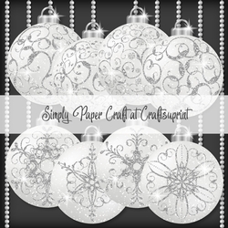 White and Silver Glitter Bauble