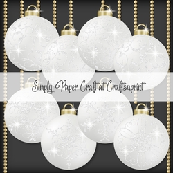 White and White Glitter Bauble