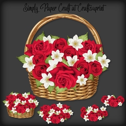 Red Roses Basket Decoupage with 3 Bonus Papers