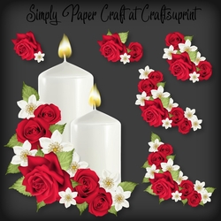 Red Roses Candle Decoupage with 3 Bonus Papers