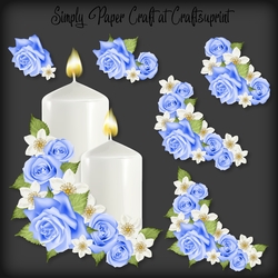 Blue Roses Candle Decoupage with 3 Bonus Papers