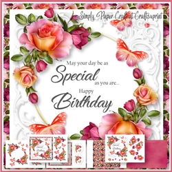 Roses and Butterflies Birthday Word Art 1