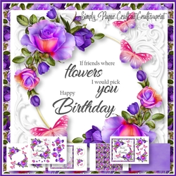 Roses and Butterflies Birthday Word Art 2