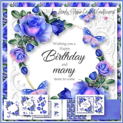Roses and Butterflies Birthday Word Art 3