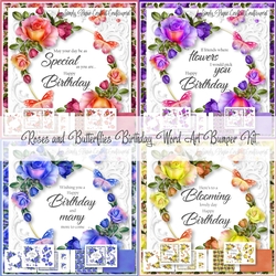Roses and Butterflies Birthday Word Art Bumper Kit