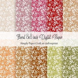 Apple Orchard Floral 8x8 inch Digital Paper