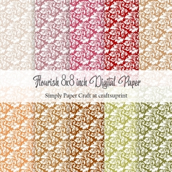 Apple Orchard Flourish 8x8 inch Digital Paper