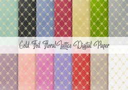 Gold Foil Floral Lattice