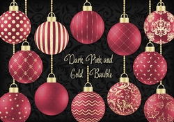 Dark Pink and Gold Bauble