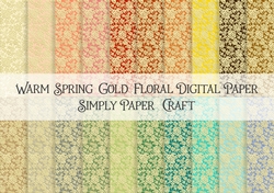 Warm Spring Gold Floral Digital Paper