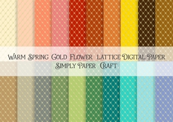 Warm Spring Gold Flower Lattice Digital Paper