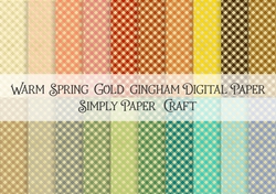 Warm Spring Gold Gingham Digital Paper