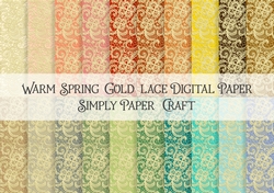 Warm Spring Gold Lace Digital Paper