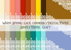 Warm Spring Lace Corners 1 Digital Paper