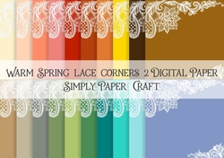 Warm Spring Lace Corners 2 Digital Paper