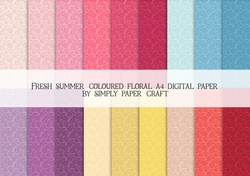 Fresh Summer Floral Coloured A4 Digital Paper