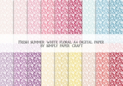 Fresh Summer Floral White A4 Digital Paper