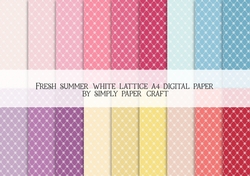 Fresh Summer White Lattice A4 Digital Paper