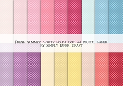 Fresh Summer Polka Dot White A4 Digital Paper