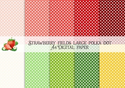 Strawberry Fields A4 Large Polka Dot Digital Paper