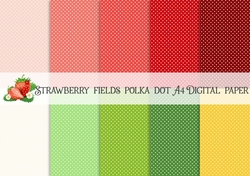 Strawberry Fields A4 Polka Dot Digital Paper