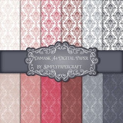 Flamingo Damask A4 Digital Paper