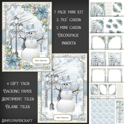 Blue Christmas Snowman and Poinsettia Mini Kit
