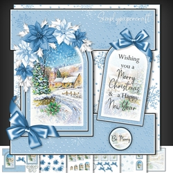 Cottage Christmas Tent fold Window Card Front Mini Kit 3