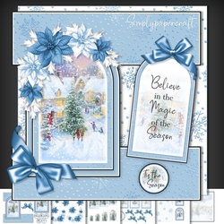 Cottage Christmas Tent fold Window Card Front Mini Kit 4