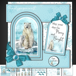 Polar Bear and Cub Tent Fold Window Card