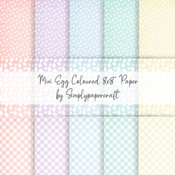 Mini Egg Coloured Spots Eggs and Gingham 8x8 Paper