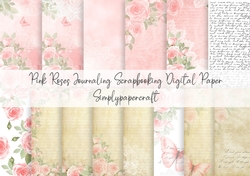 Pink Roses Journaling Scrapbooking Digital Paper