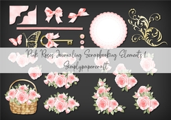 Pink Roses Journaling Scrapbooking Elements 1