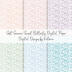 Soft Summer Sunset Butterfly Digital Paper