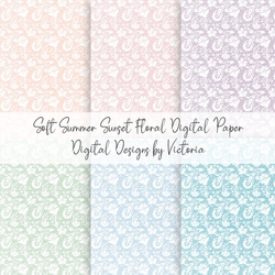 Soft Summer Sunset Floral Digital Paper