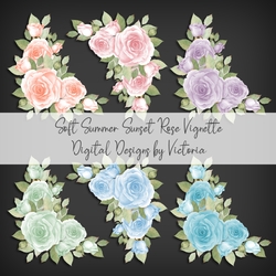 Soft Summer Sunset Rose Vignette