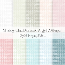 Shabby Chic Distressed Argyll A4 Digital Paper