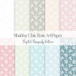 Shabby Chic Rose A4 Digital Paper