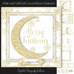 White and Gold Foil Crescent Moon Christmas 1