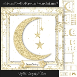 White and Gold Foil Crescent Moon Christmas 7