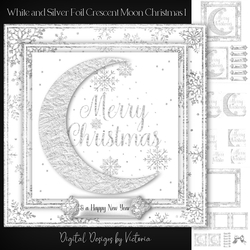 White and Silver Foil Crescent Moon Christmas 1