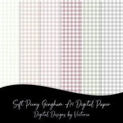 Soft Peony Gingham A4 Digital paper
