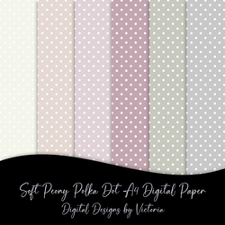 Soft Peony Polka Dot A4 Digital paper