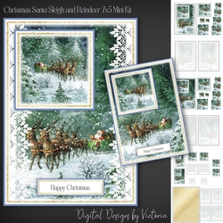 Christmas Santa Sleigh and Reindeer 7x5 Mini Kit