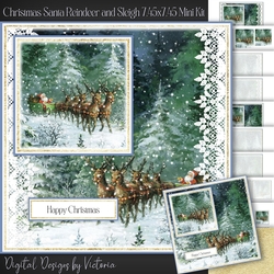 Christmas Santa Reindeer and Sleigh 7.45x7.45 Mini Kit