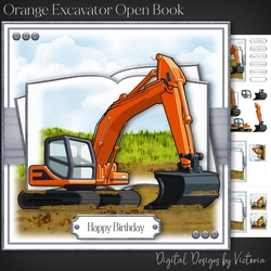 Orange Excavator Open Book