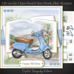 Life on the Open Road Open Book...Blue Scooter
