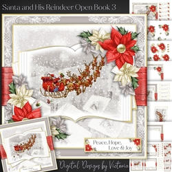 Santa and His Reindeer Open Book 3