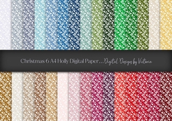 Christmas 6 A4 Holly Digital Paper