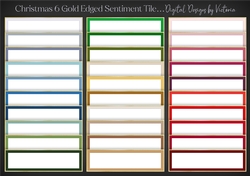 Christmas 6 Gold Edged Sentiment Tile PNG